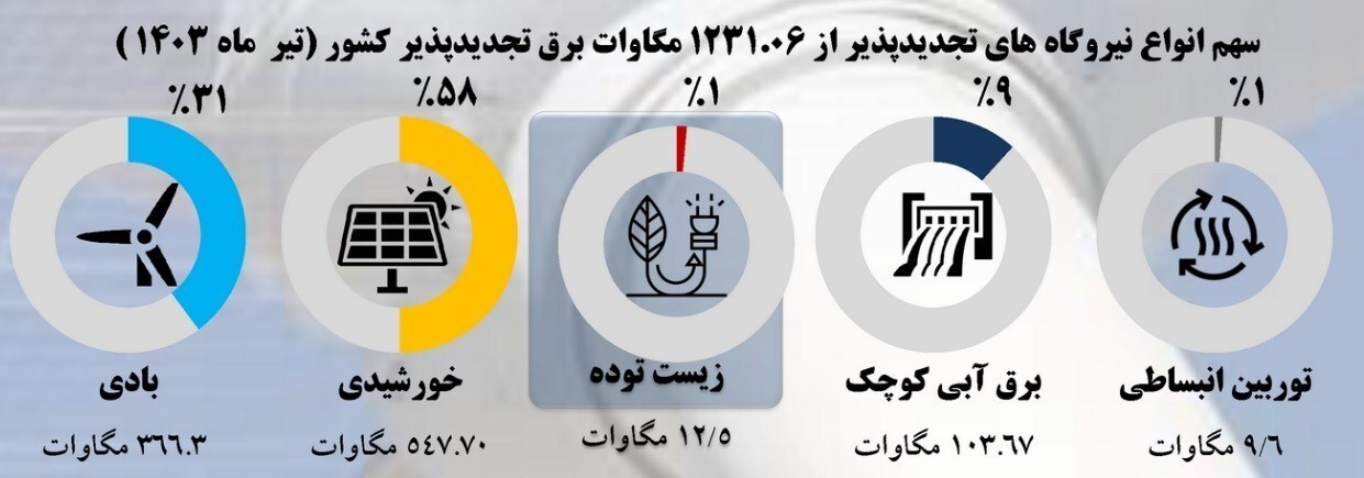 سهم کمتر از یک‌ درصدی انرژی‌های تجدیدپذیر در تولید برق ایران