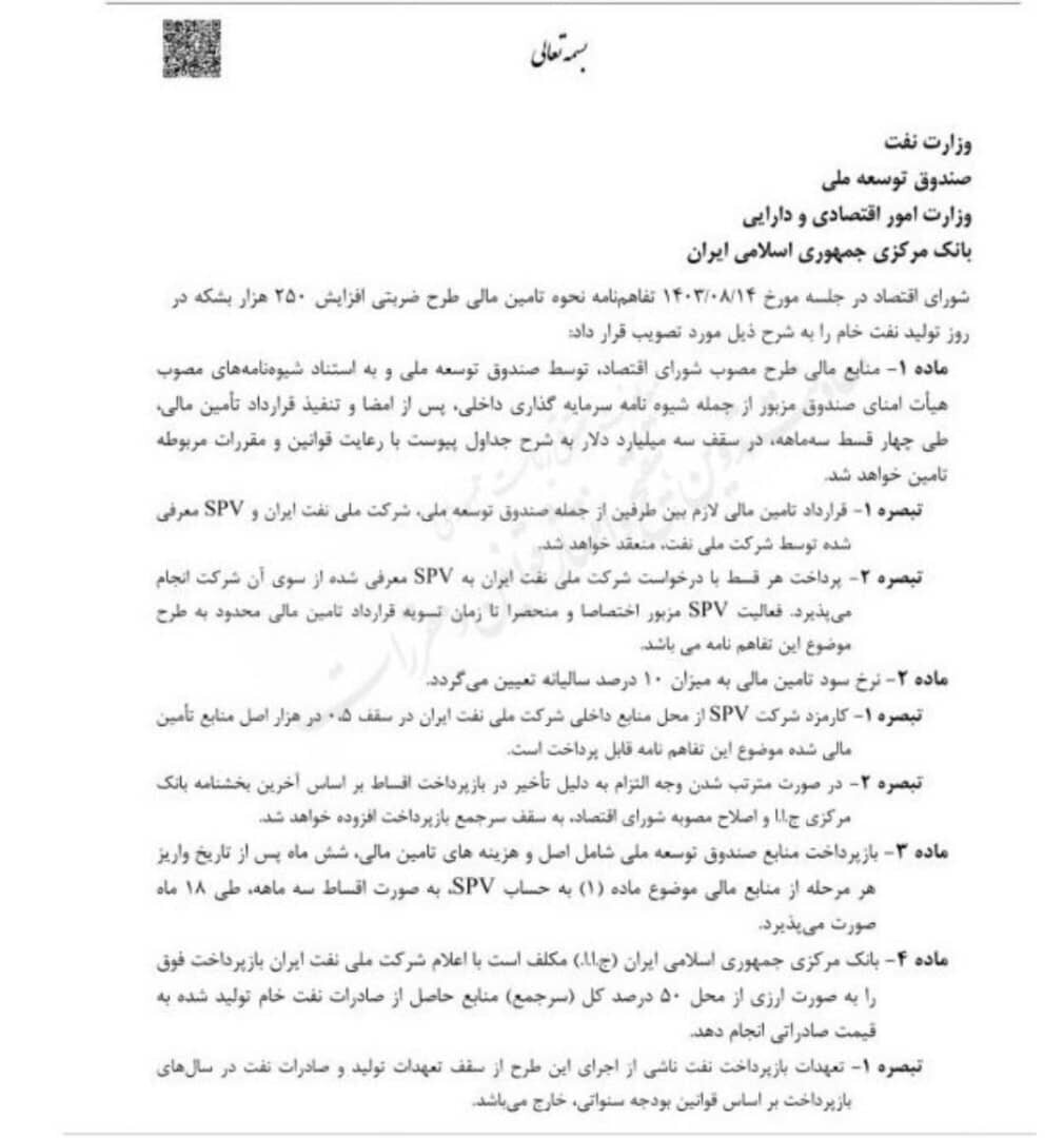 طرح ضربتی افزایش ۲۵۰ هزار بشکه‌ای تولید نفت اجرا می‌شود